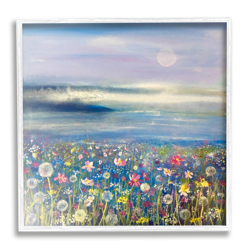 «Moonlit Lake Meadow», art mural texturé giclée par Emma Catherine Debs_aq-490, H 17 po x l 17 po x P 1,5 po