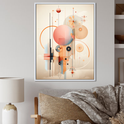 «Distant Celebration Circurlar In Retro Pink I - Modern Geometric Wall Art Living Room