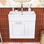 Meuble-lavabo flottant avec lavabo en céramique, tiroir et tablettes réglables-1595118435