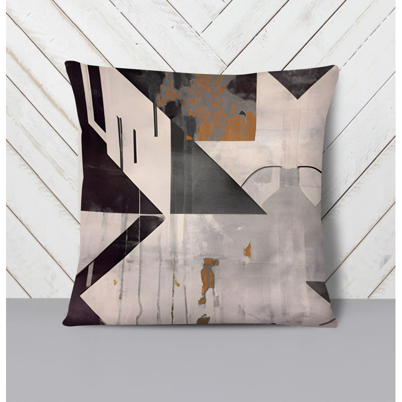 Throw Pillow With Insert, Black/Gray Art Deco 1, 16"H x 16"W