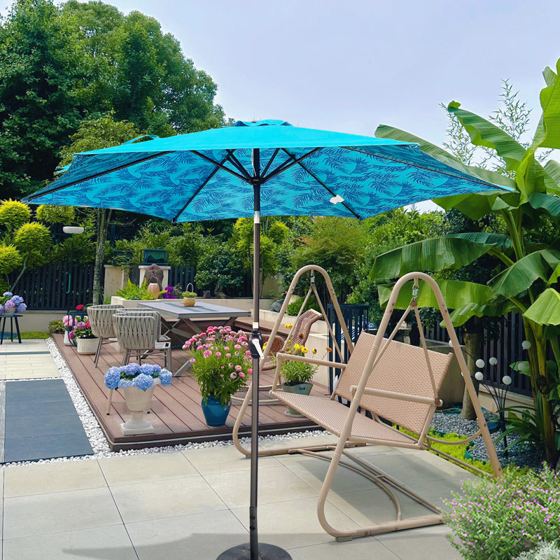 Parasol cyan 9 pi, Orange Floral
