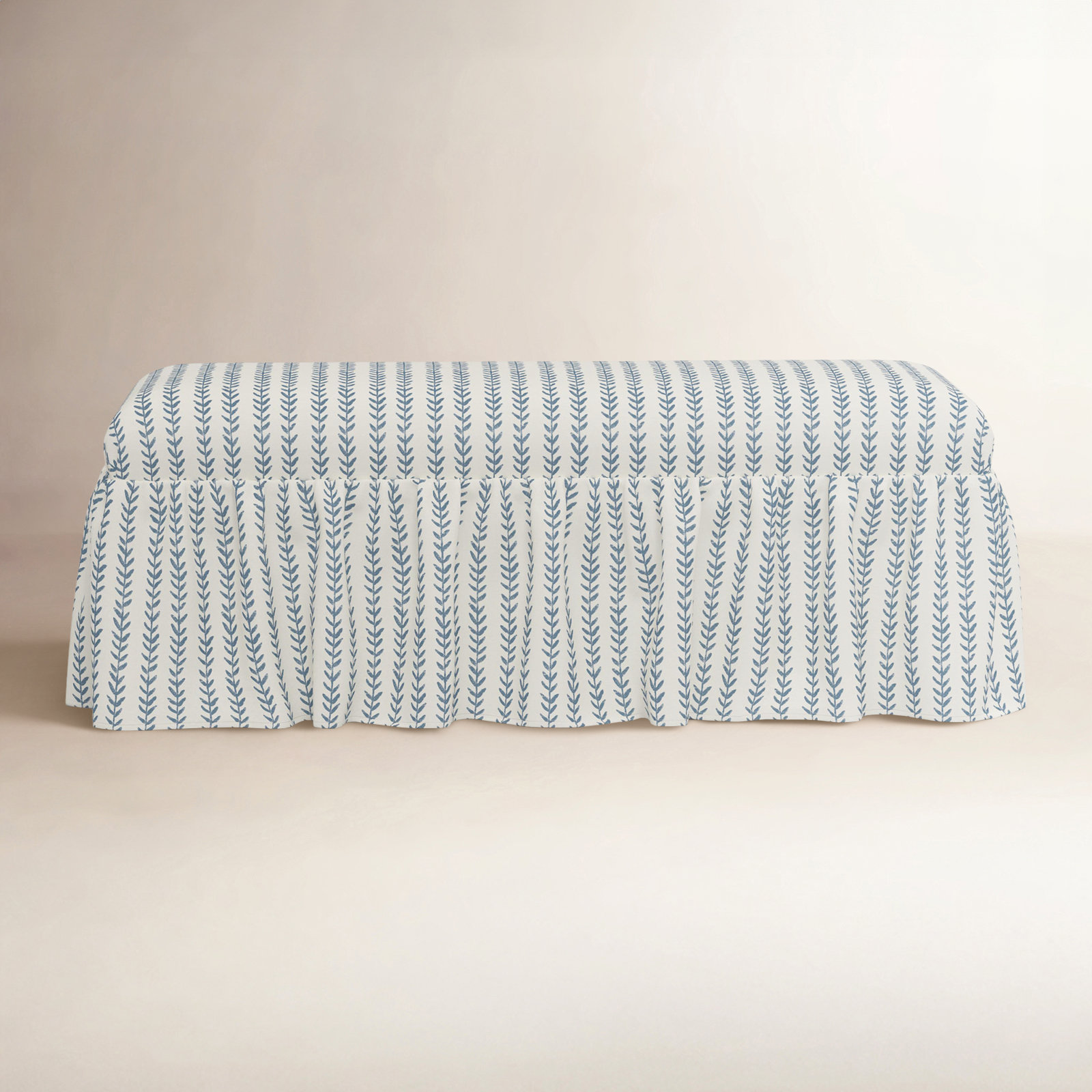 Maggie 52" Bench, Vine Stripe Dusty Blue
