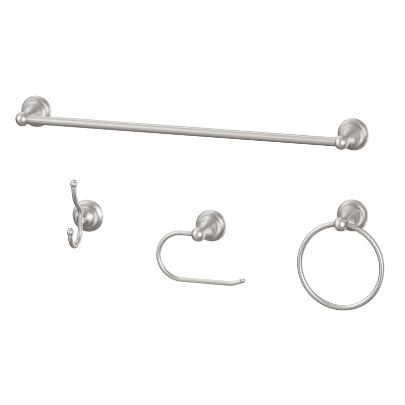 4 - Piece Bathroom Hardware Set, Brushed Nickel