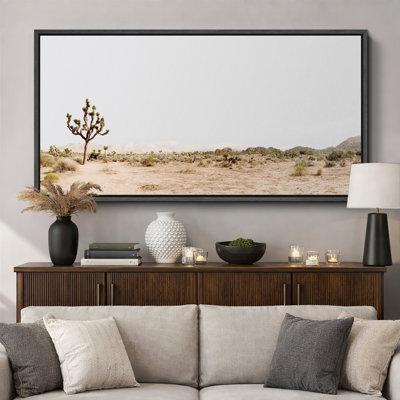 Cactus Desert "Joshua Tree Retro Bedroom Landscape Pictures Extra Large Framed Canvas Print Wall Art