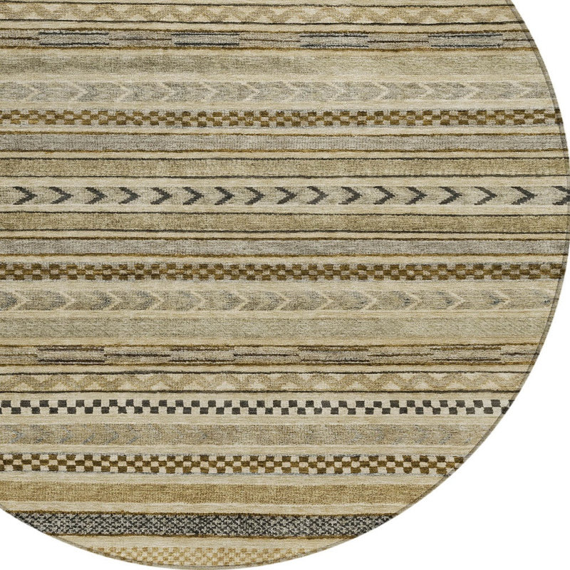 Tapis extérieur lavable rayé 8 pi chocolat et taupe 8 po