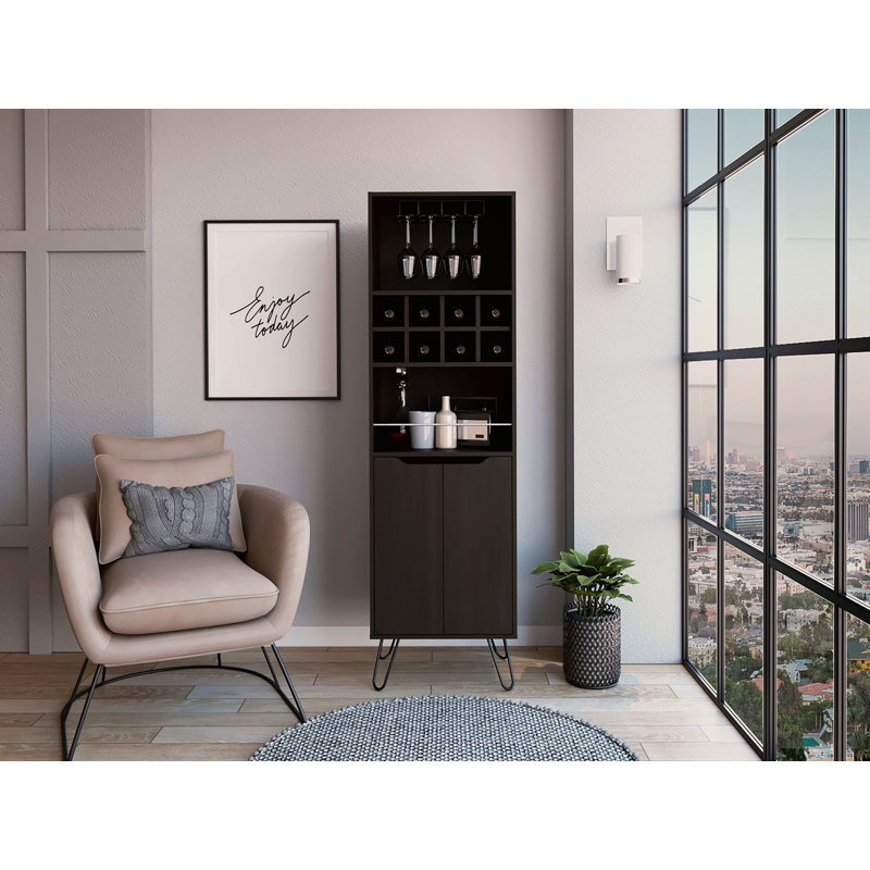 8-Bottle 2-Shelf Bar Cabinet