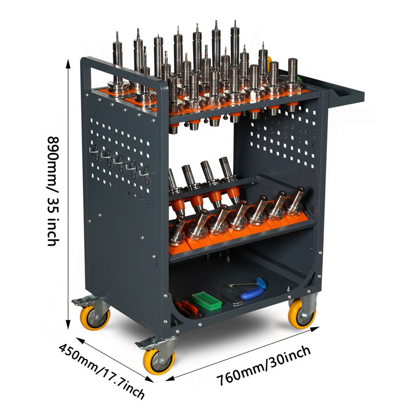 Chariot à outils gris Chariot à outils à commande numérique CAT40 Chariot à outils BT40 Chariot porte-outils à commande numérique Chariot de service de machine-outil à commande numérique (capacité CAT40 35)