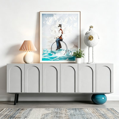 Simple and Creative Light Grey TV Cabinet
