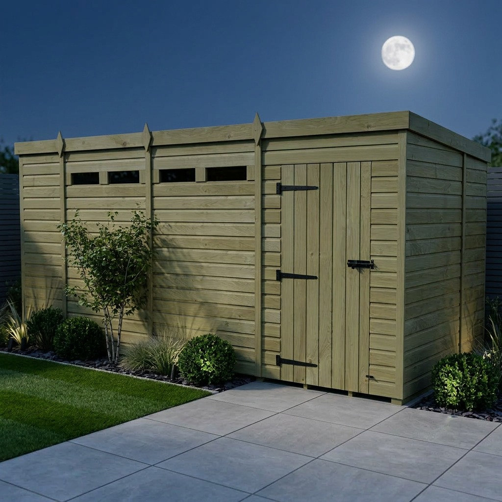 Total Sheds 15ft x 7ft Security Pent Shed - Heavy-Duty Hasp Staple Anti-Tamper - Pressure Treated Timber - UK Manufactured