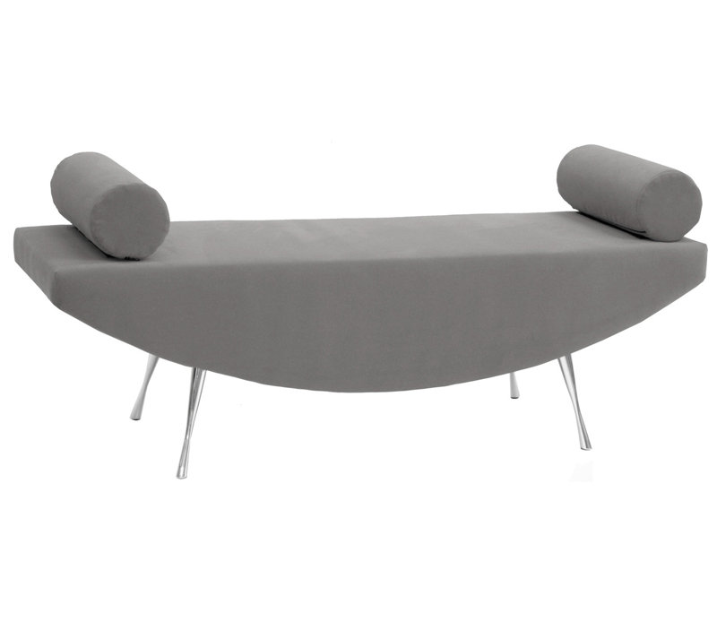 Orient Fabric, Faux Leather Upholstered Bench, Grey