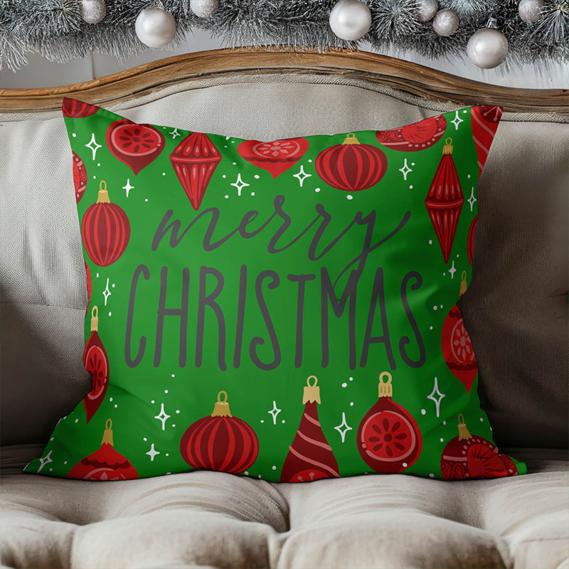 Coussin décoratif Ornaments, Carré 16 po, Vert