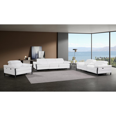 Top Grain Italian Leather Modular Power Dual Reclining Sofa, Console Loveseat, And Chair Set With Power Headrests