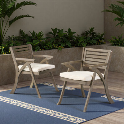 Chaise de salle à manger d'extérieur en bois d'acacia (ensemble de 2)