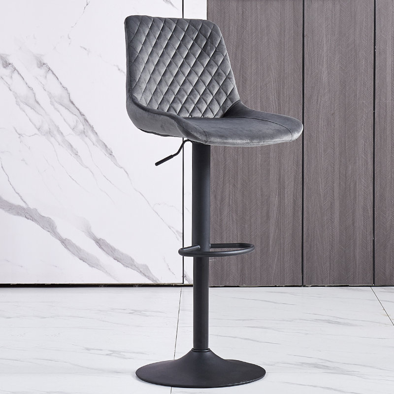 Heckscherville Height Adjustable Swivel Bar Stool, Grey