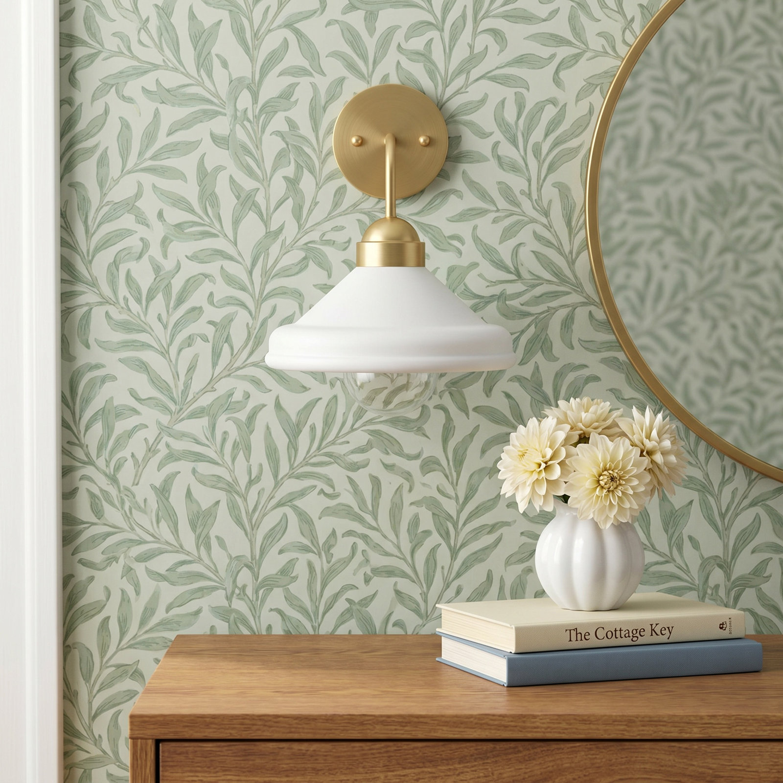 Delilah Single Light Armed Sconce, White