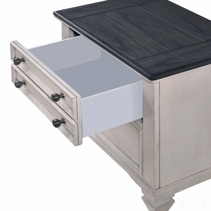 Magnifique finition bicolore, table de chevet 1 pièce, deux tiroirs de rangement, mobilier de chambre à coucher