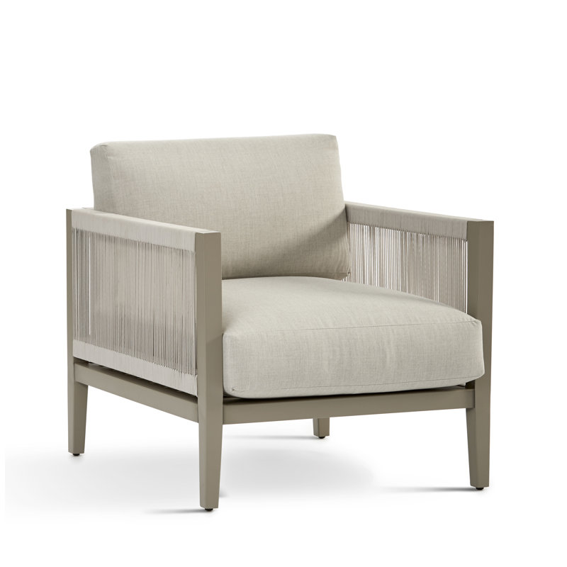 Chaise de patio avec coussin Tovias, Argent coulé Sunbrella®