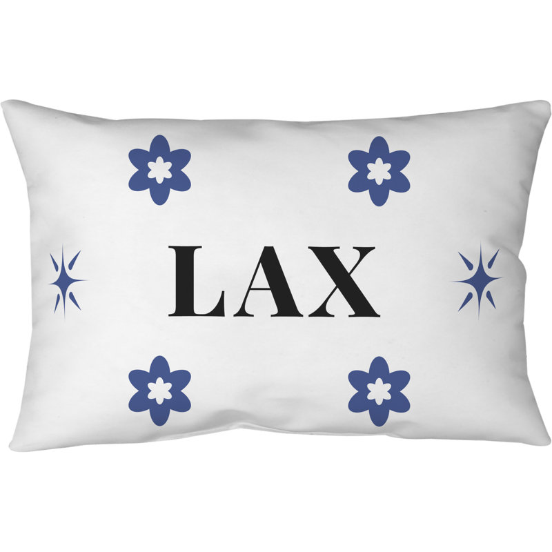 Oreiller 25 po x 18 po, Blanc, noir, bleu, LA, Coussin intérieur / extérieur soufflé et fermé