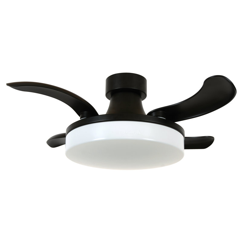 Orbit 36" Indoor/Outdoor Retractable Blade Ceiling Fan with Light and Remote, Modern Fandelier Ceiling Fan, Patented Design Technology, Stronger Thicker Blades, Damp Rated, Black