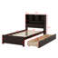 Wood Platform Bed With Bookcase Headboard, Built-In Downlight, Charging Station And Drawers-2048482607