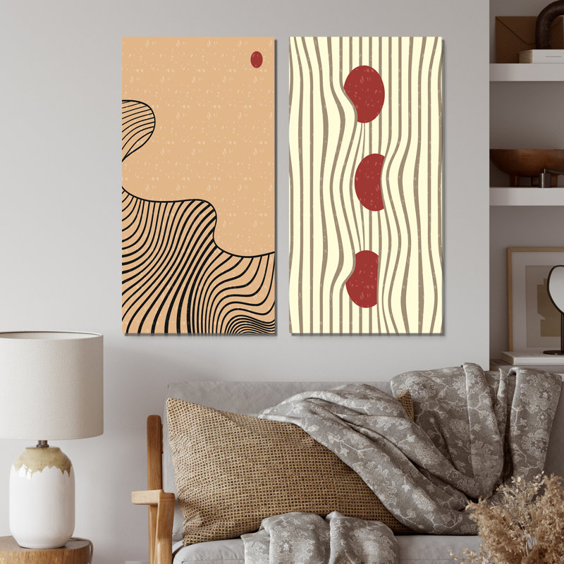 «Retro Japanese Minimal Geometric Typographie II», ensemble de 2 reproductions, H 40 po x l 40 po x P 1,5 po, Toile tendue