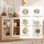 Armoire d'appoint moderne avec 4 portes en verre, commode d'appoint multifonctionnelle avec grand rangement et tablette réglable-1643279036