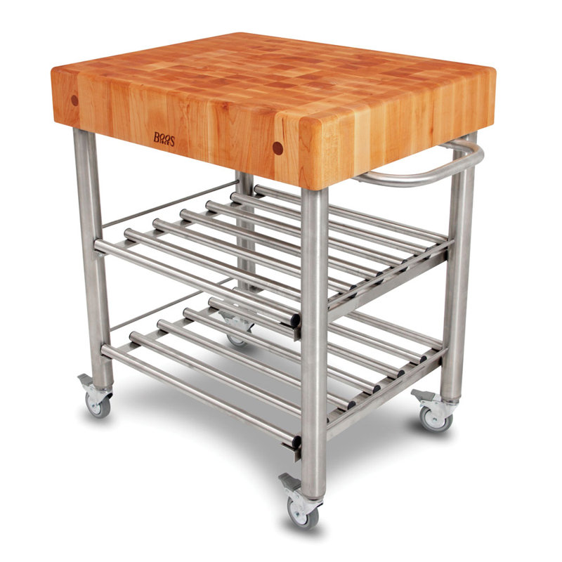 Cucina D'Amico Kitchen Cart with Butcher Block Top
