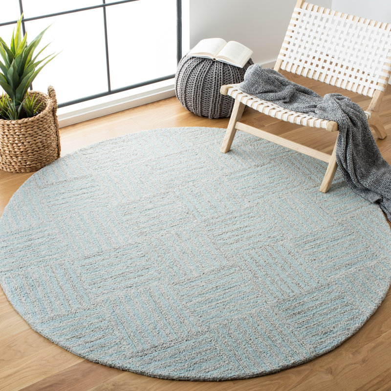 Stockton Hand Tufted Performance Striped Rug, Round 6'
