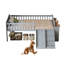 Structure de lit simple avec tablette de rangement, structure de lit en bois avec glissière et échelle, lit plateforme simple avec garde-corps, aucun sommier requis, assemblage facile, gris-1650529797