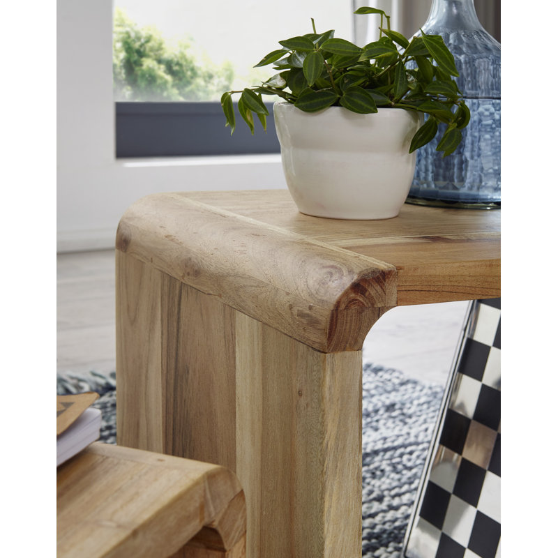 Herendeen Solid Wood Pedestal Nesting Tables, Acacia