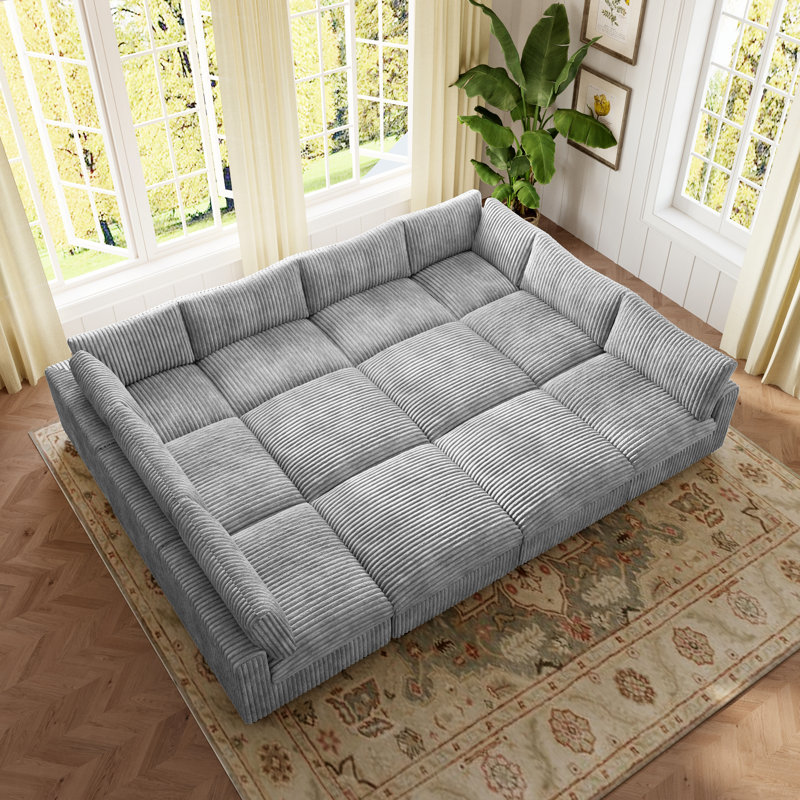 Canapé modulaire rembourré avec repose-pieds 12 pièces, Grey Velvet