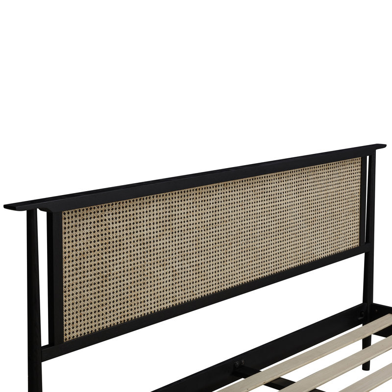 Ruby Wooden Bed Frame with Rattan Headboard - 1000lb