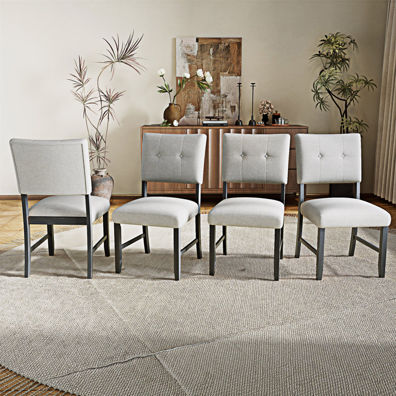 Ensemble de 4 chaises de salle à manger rembourrées, Gris