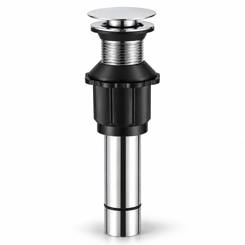 Drain escamotable en acier inoxydable pour lavabo de salle de bain sans trop-plein, Chrome poli
