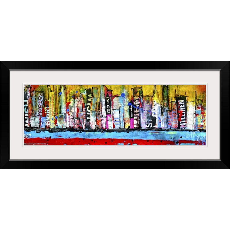 «Suzana Skyline» par Kirana, impression, H 20 po x l 44 po x P 1 po, Cadre noir