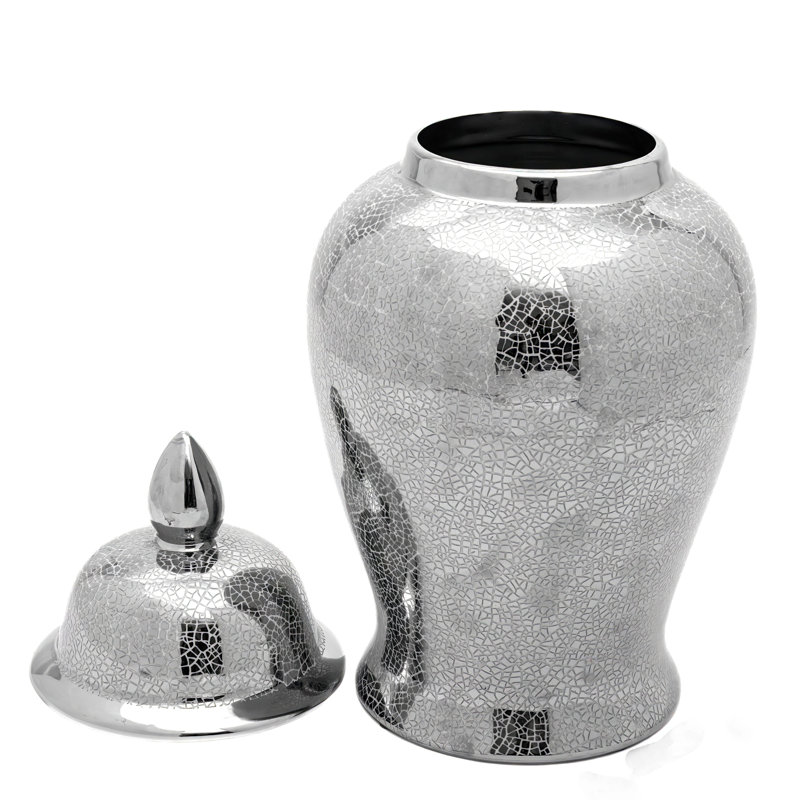Timeless Chinese Temple Jar, Silver, 18"