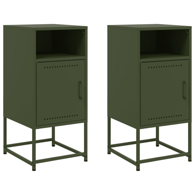 75 36cm W Steel Bedside Table, Olive Green