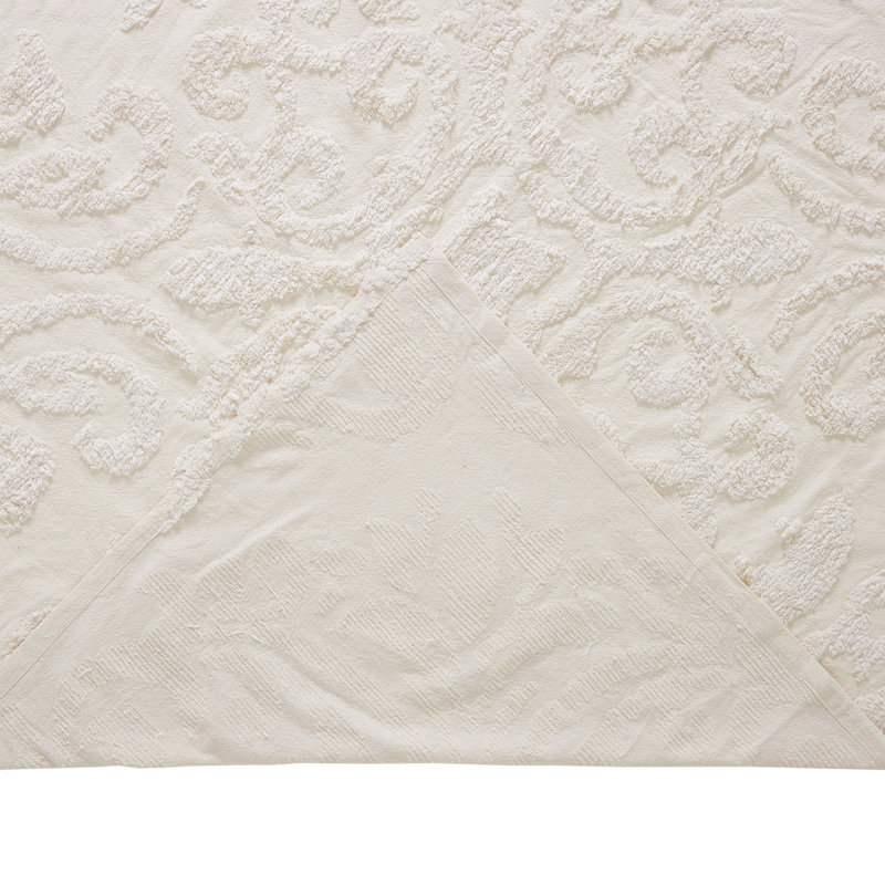 Ensemble de couvre-lit 100% coton de qualité supérieure Rylee, Couvre-lit double / grand + 2 taies décoratives s, Ivoire