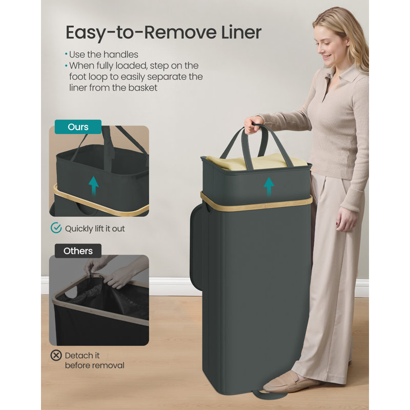 Fabric Laundry Basket with Handles, 75 cm x 42 cm x 32 cm