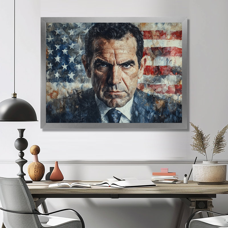 Steinar - Fashion Wall Art, H 24 po x l 32 po, Picture Framed, Argent argent