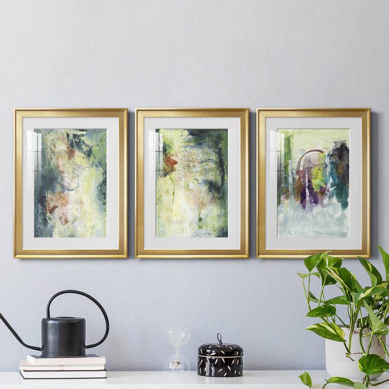 Nature's Elements I - Ensemble de 3 cadres photo, H 36,5 po x l 79,5 po x P 1 po, Cadre doré