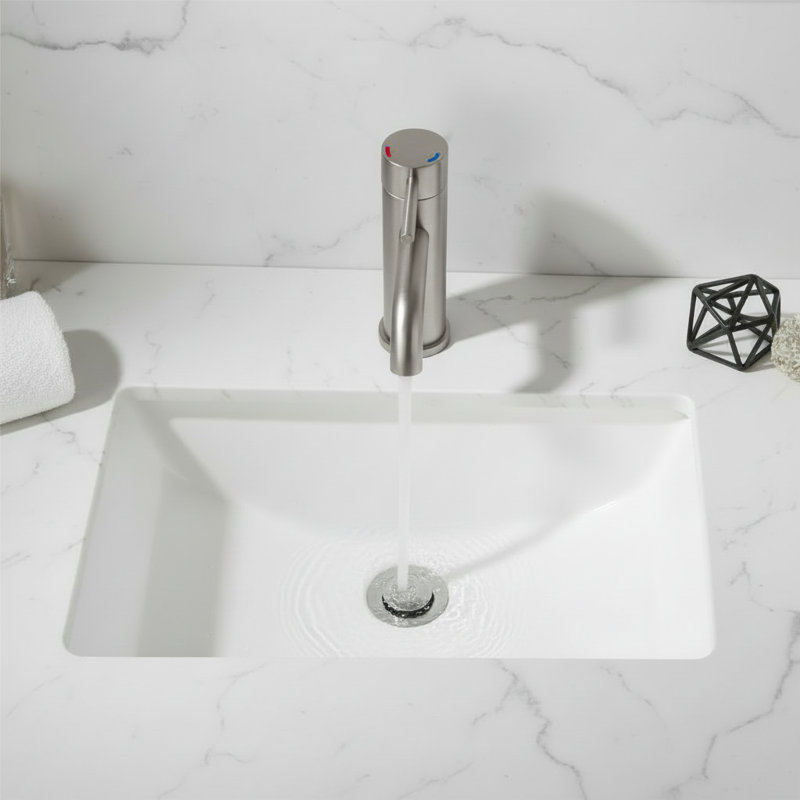  Modern Single Handle Single Hole Bathroom Faucet, Brushed Nickel