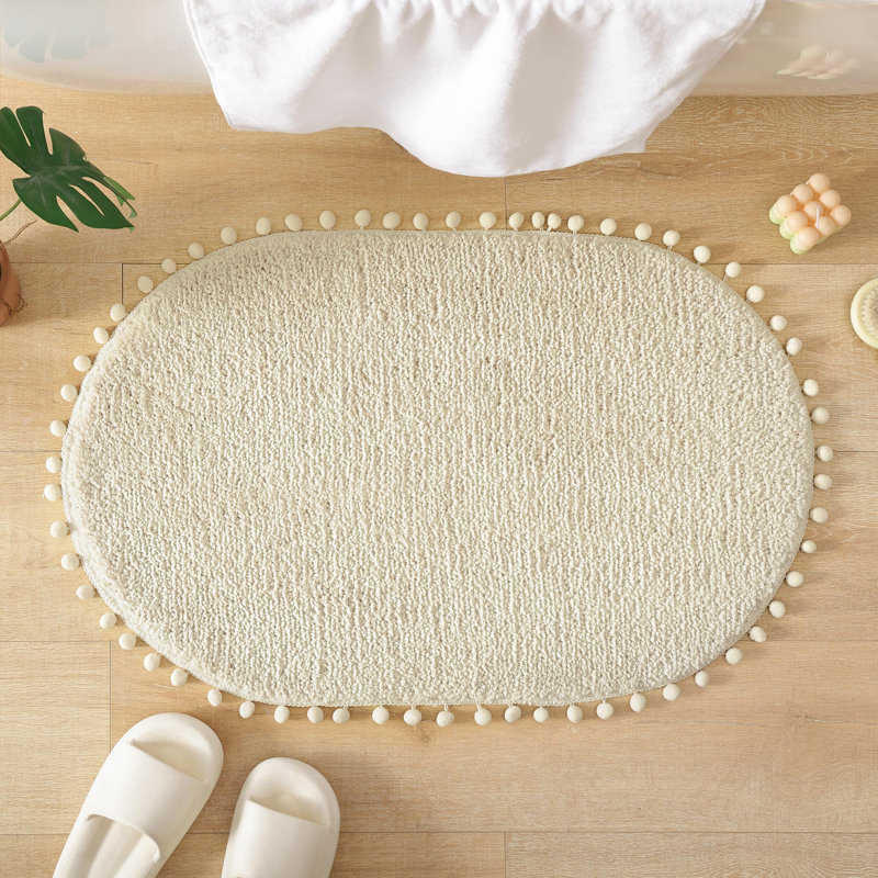 Tapis ovale avec tapis de bain Yyddeo, Simple - L 30 po x l 20 po, Crème, crème