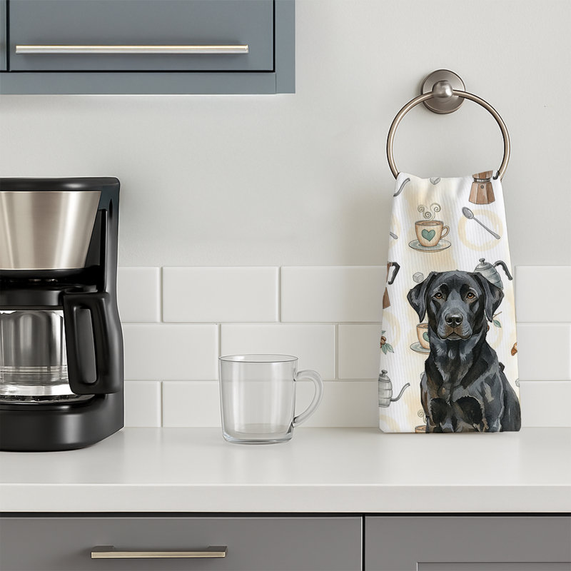 Serviette de cuisine Coffee Bar, Labrador Retriever noir