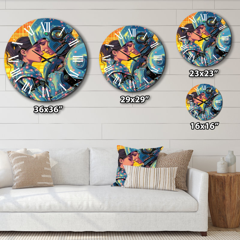 Magnifique robot couple amoureux II - Horloge murale robot, Grand