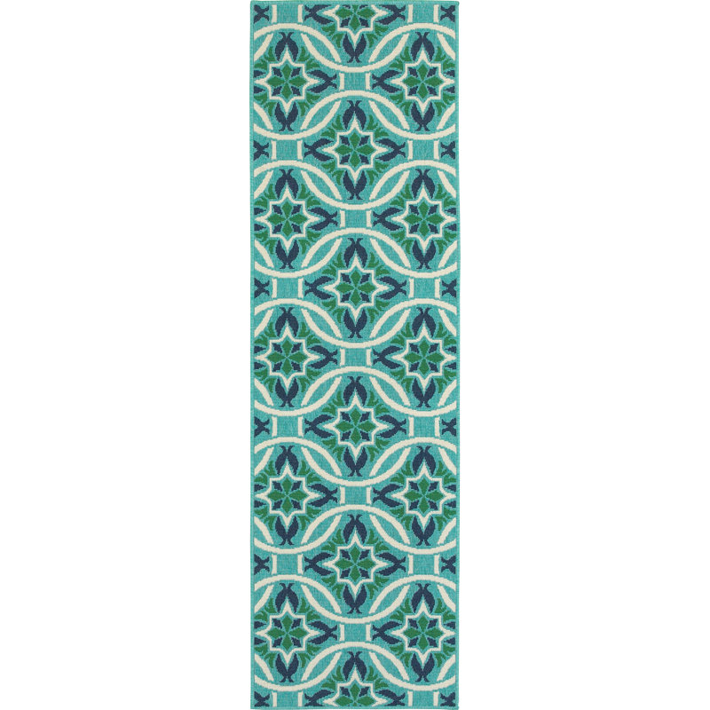 Jaeden Damask Indoor / Outdoor Rug, Runner 2'3" x 7'6"