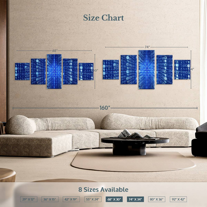 Blue Computer Matrix, 15" H x 36" W