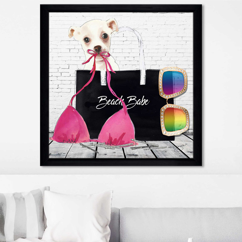 Beach Babe (Square) par By Jodi - impression, Cadre noir, H 31,5 po x l 31,5 po x P 1 po