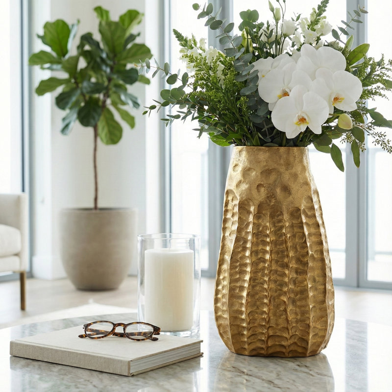 Caen Handmade Metal Table Vase, 17" H x 10" W x 4" D