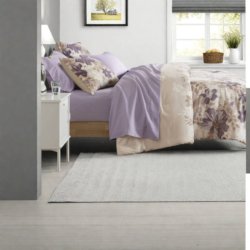 Soft Bedding Sets, Polyester Queen Floral Taupe For Modern Home